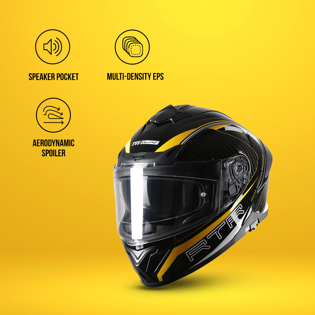 TVS Racing Hurricane Helmet Full-Face, Aerodynamic Design